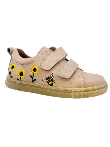 Angulus Rose Double Velcro Sneaker with Embroidery