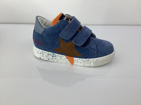 Falcotto Blue Double Velcro Sneaker with Star - Salazar