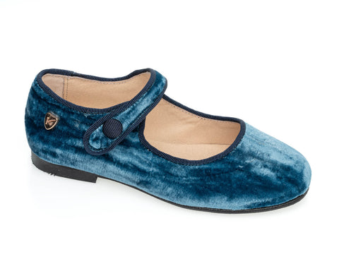 Venettini Blue Crushed Velvet Mary Jane