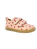 Angulus Rose Double Velcro Canvas Sneaker with Hearts