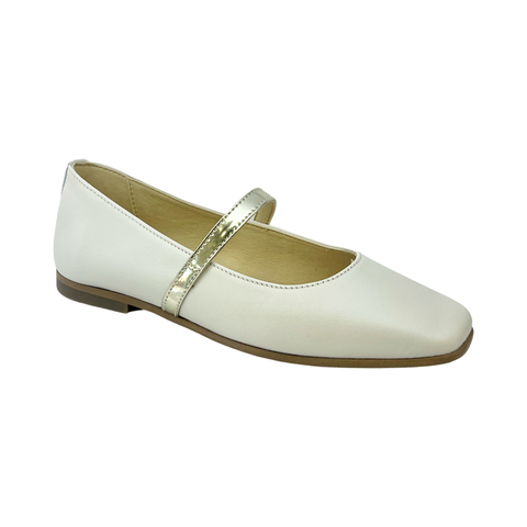 Andanines White Flat with Gold Strap