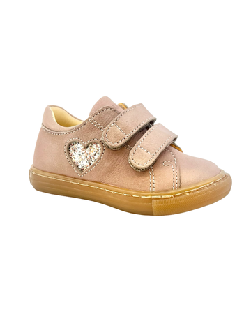 Angulus Rose Double Velcro Sneaker with Heart