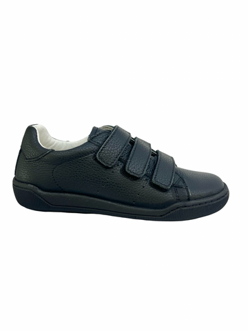 Naturino Black Pebbled Triple Velcro Sneaker - Cliff