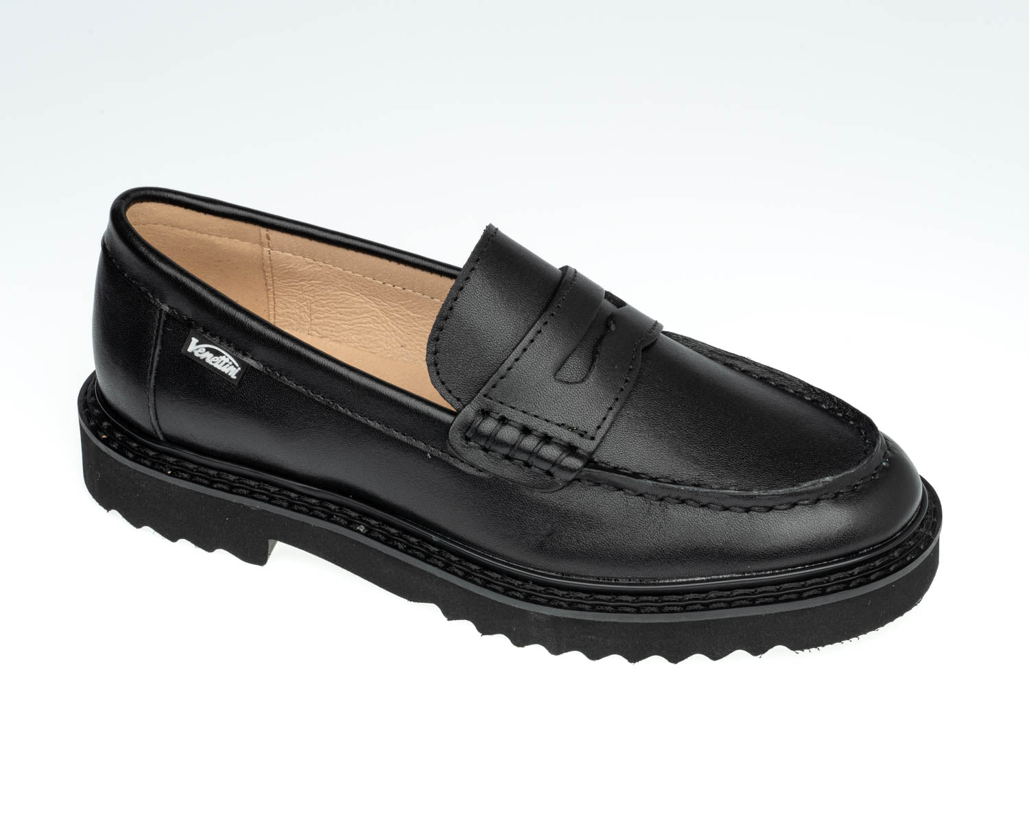 Venettini Black Chunky Penny Loafer