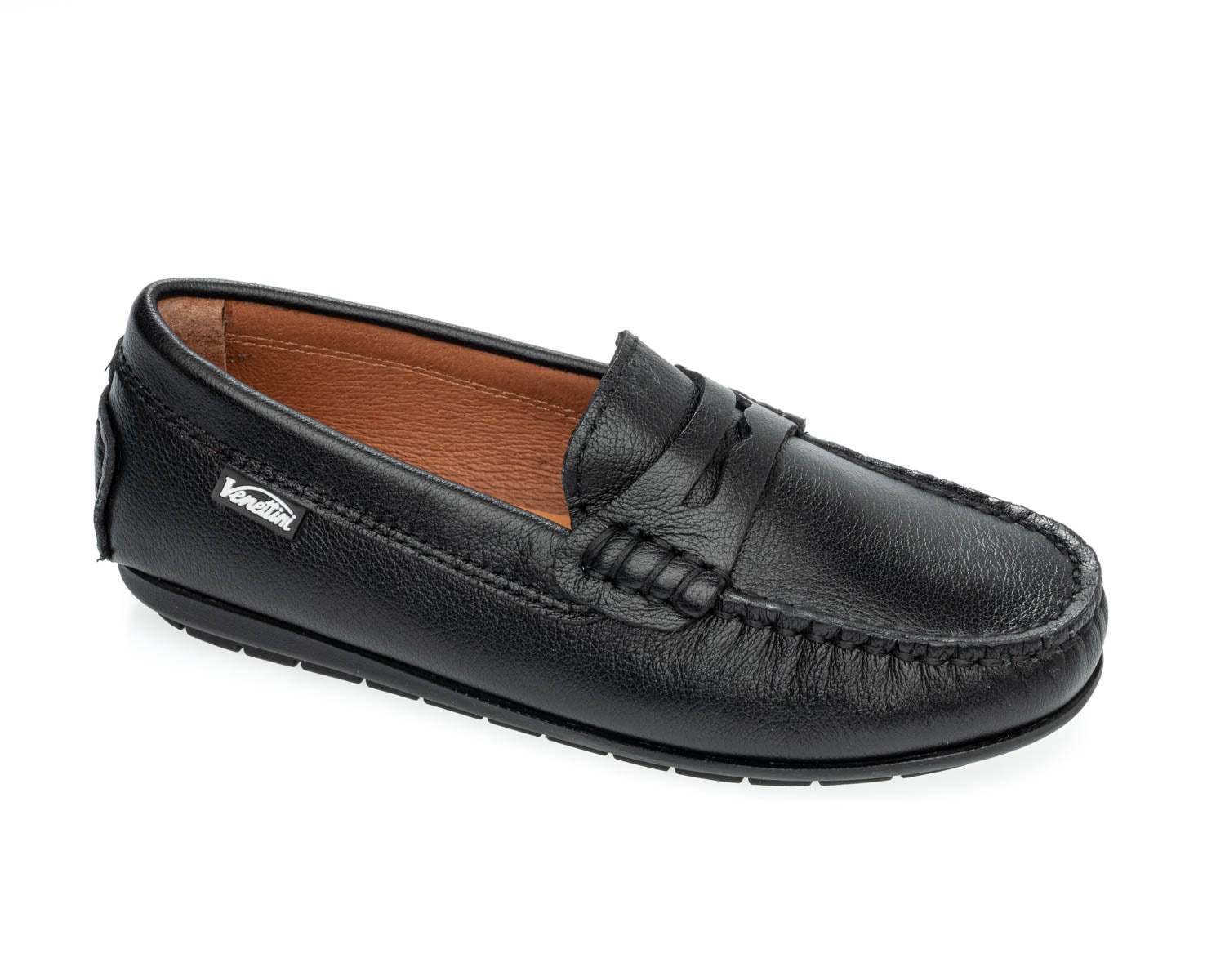 Venettini Black Textured Penny Loafer