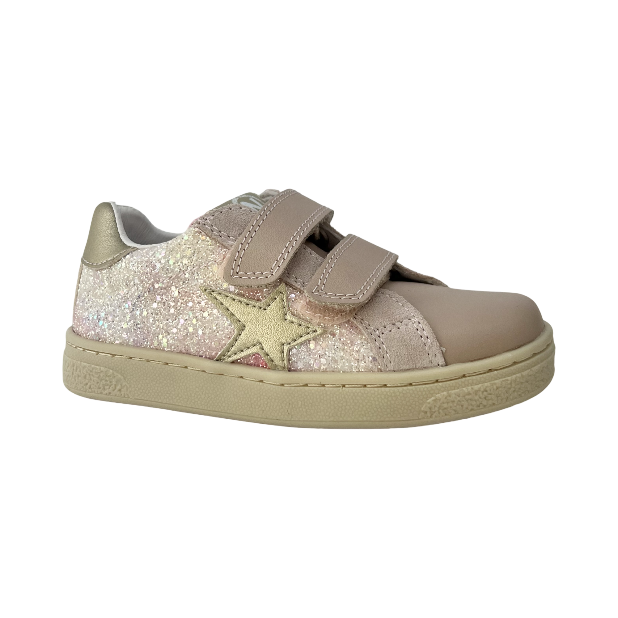 Naturino Cipria Glitter Double Velcro Sneaker- Pinn