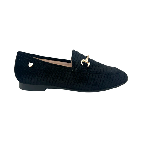 Venettini Black Weave Velvet Chain Loafer