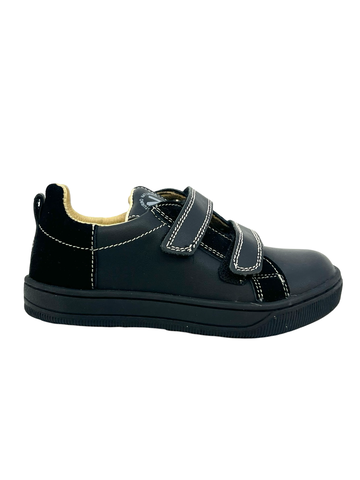 Naturino Black Double Velcro Sneaker with Suede Back