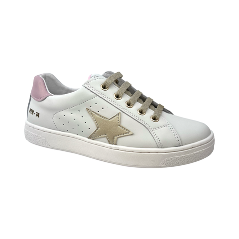 NATURINO PINN ZIP. CALF/METALLIC WHITE-PLATINUM-PINK