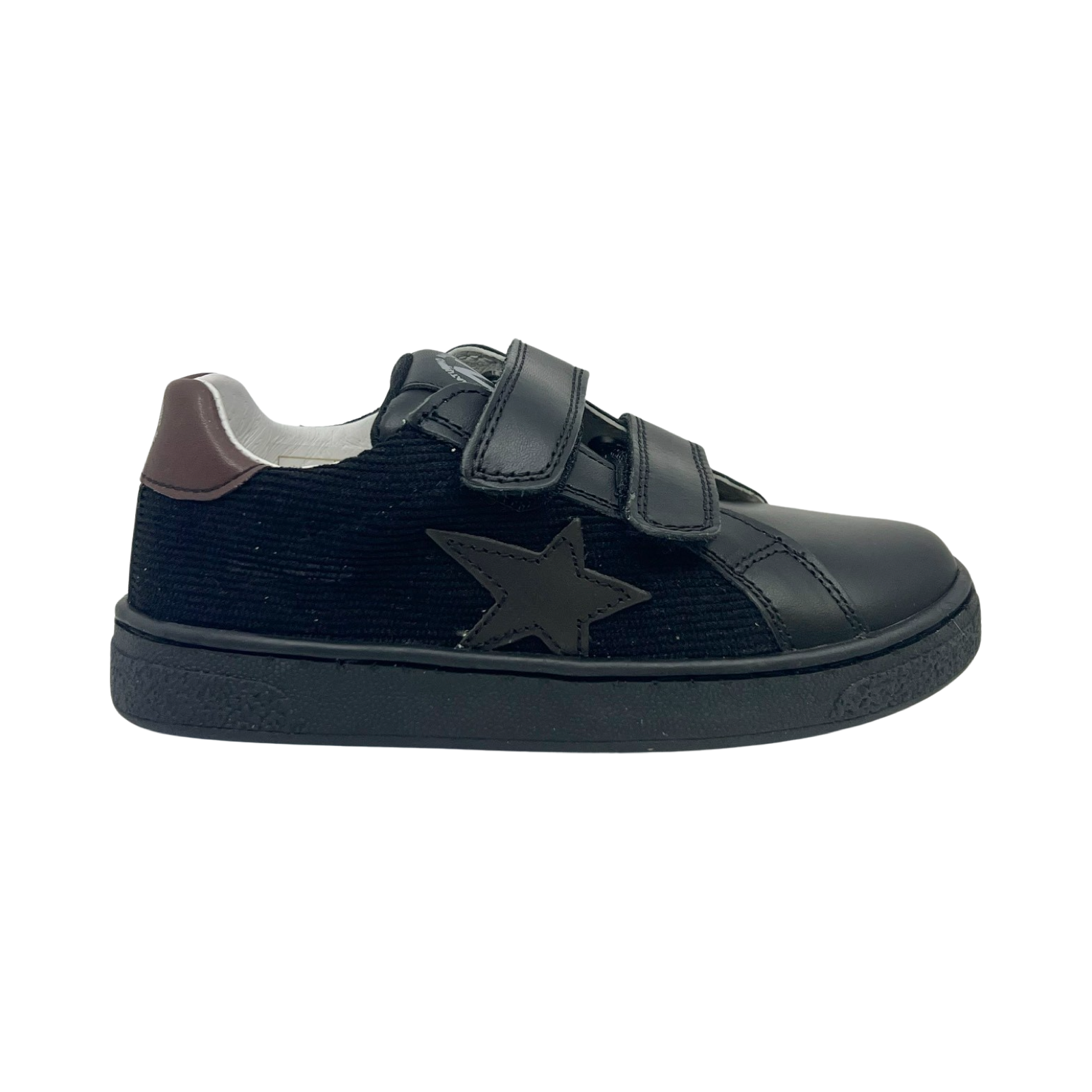 Naturino Black/Brown Double Velcro Sneaker with Star- Pinn