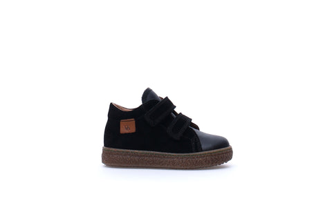 Naturino Black Suede Double Velcro Sneaker - Albus