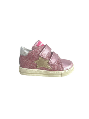 Falcotto Pink Double Velcro Sneaker with Star - Sasha